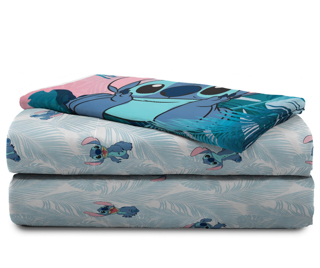 Lilo & Stitch Tropical Flowers Kids Queen Bed in a Bag Bedding Set w/ Reversible Comforter