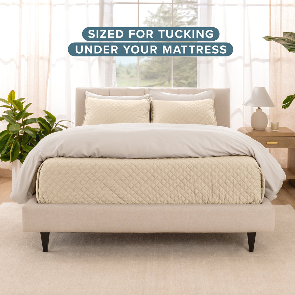 Bare Home Sand Diamond Stitched Quilt, Full/Queen - Hypoallergenic