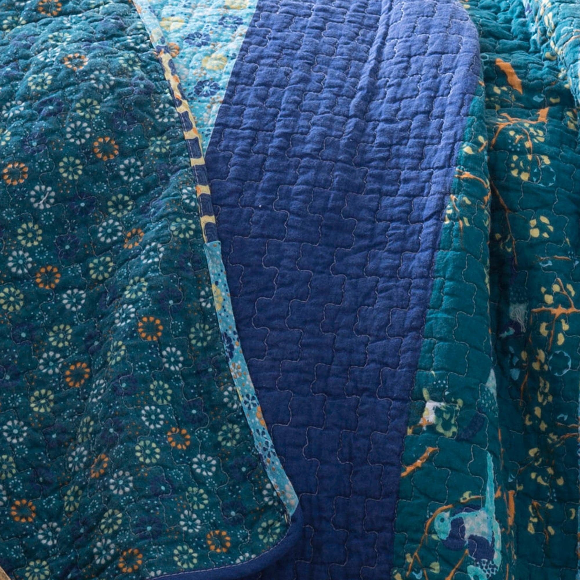 Lush Decor Royal Empire Stripe Cotton Reversible Quilt, Full/Queen, Tangerine, 3-Pc Set