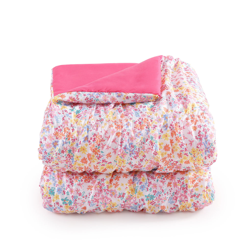 Garden Posies Pink 3-Piece Embellished Soft Microfiber Comforter Set - Twin