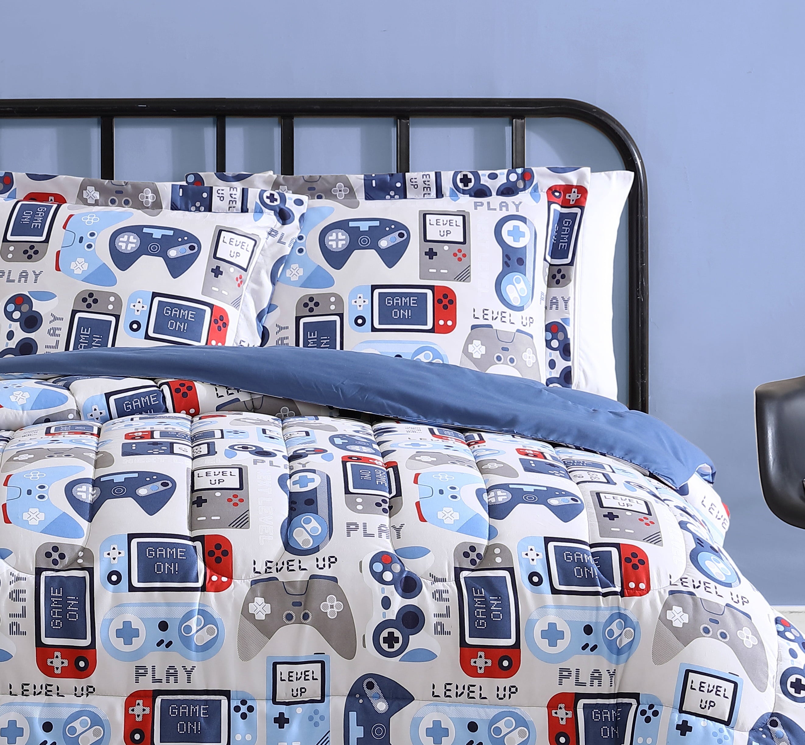 Gamer Blue Grey 2-Piece Ultra Soft Microfiber Comforter Set - Twin