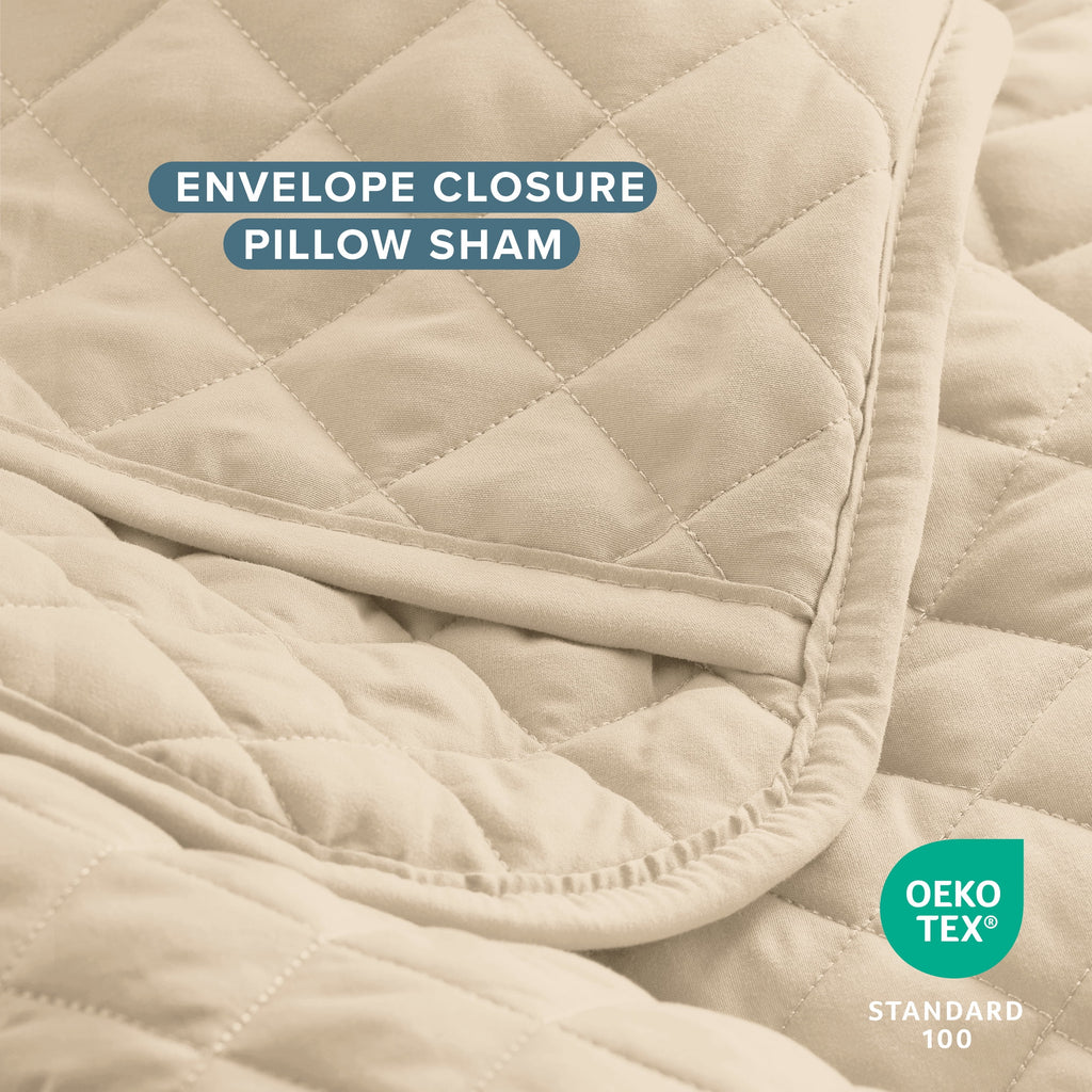 Bare Home Sand Diamond Stitched Quilt, Full/Queen - Hypoallergenic