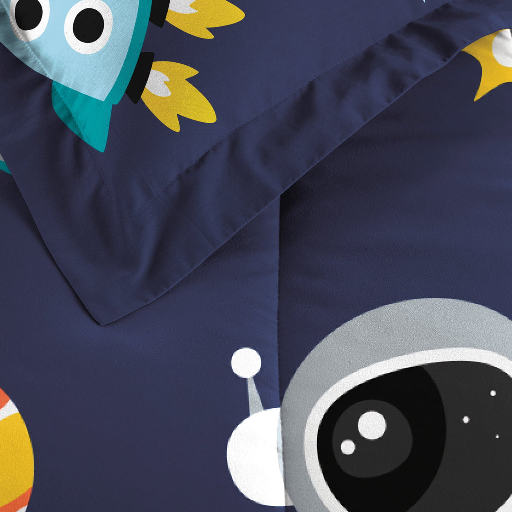 Dream Factory Space Galaxy Full Bed in a Bag Blue, Microfiber, 100% Polyester Fill, Male, Child