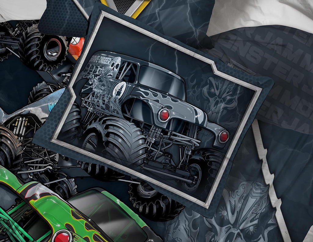 Monster Jam Slash Twin Kids 5 Piece Bedding Set w/ Reversible Comforter, 100% Microfiber