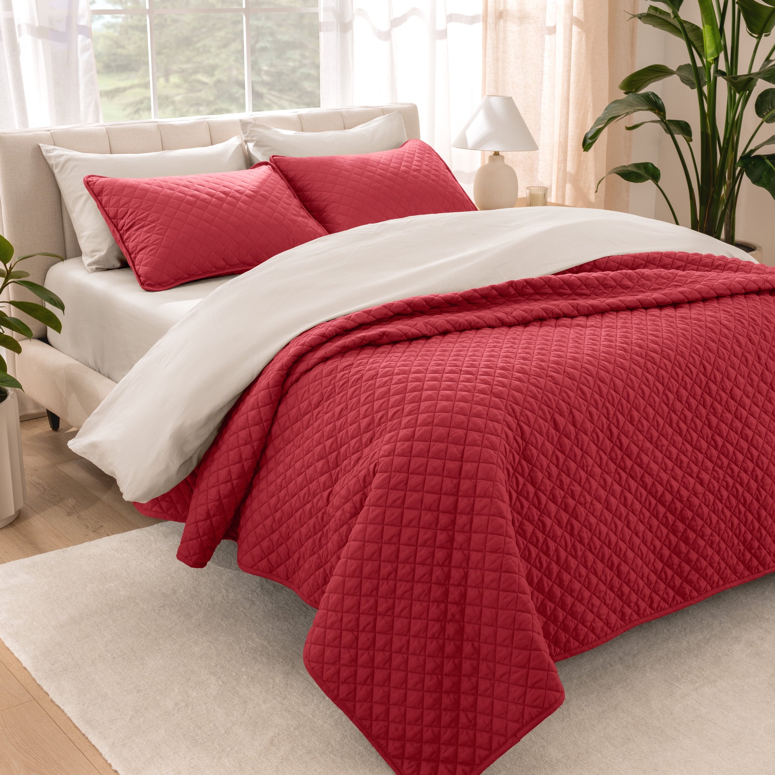 Bare Home Sand Diamond Stitched Quilt, Full/Queen - Hypoallergenic