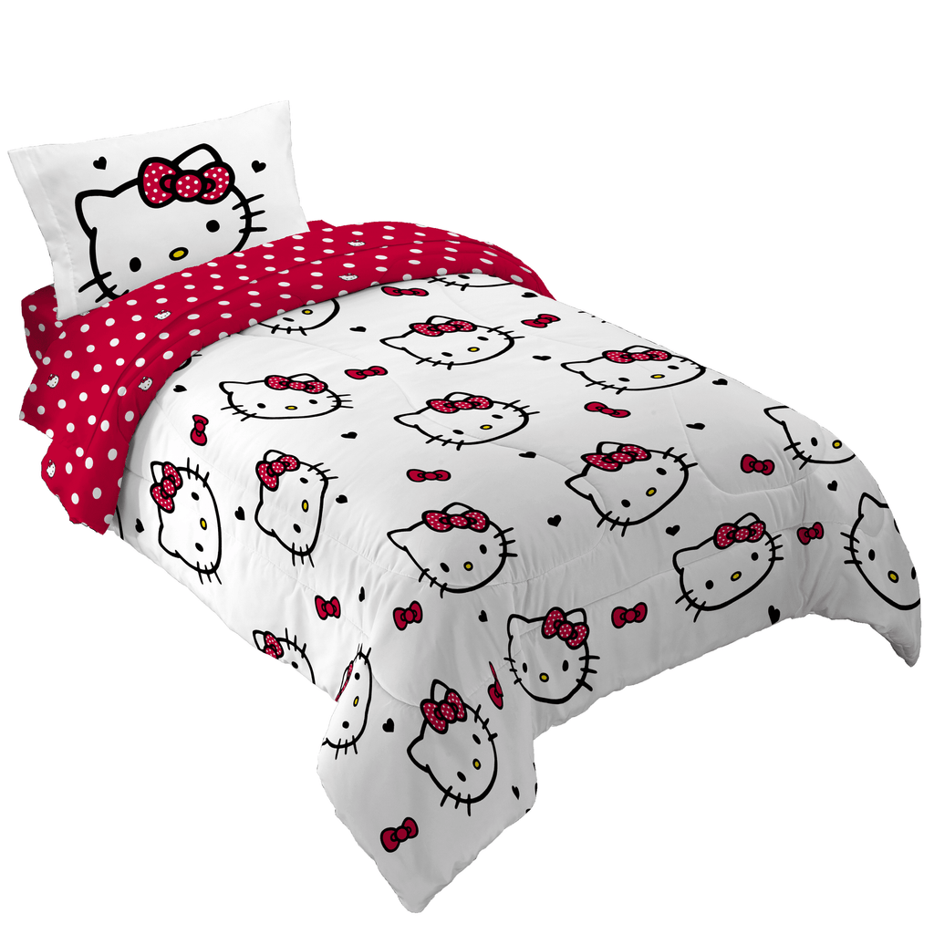 Hello Kitty Kids Queen Bed in a Bag, Comforter Sheet Set and Bonus Tote, Pink Sanrio