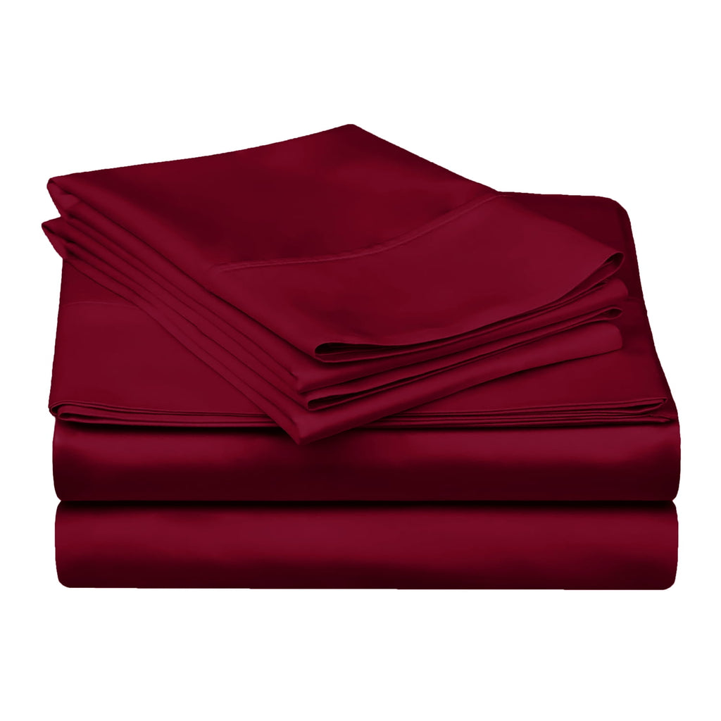 Superior 4-Piece 300 Thread Count Burgundy Egyptian Cotton Sheet Set, California King