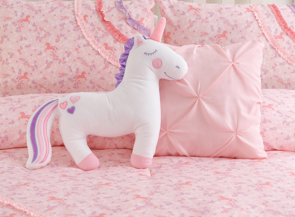 ALEX + BELLA Comforter Set PinkRainbow Ruffle Microfiber,Twin, 4 Piece