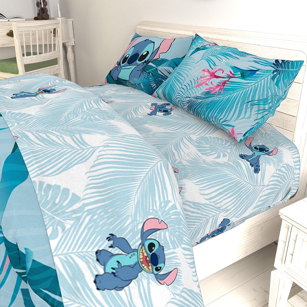 Lilo & Stitch Tropical Flowers Kids Queen Bed in a Bag Bedding Set w/ Reversible Comforter