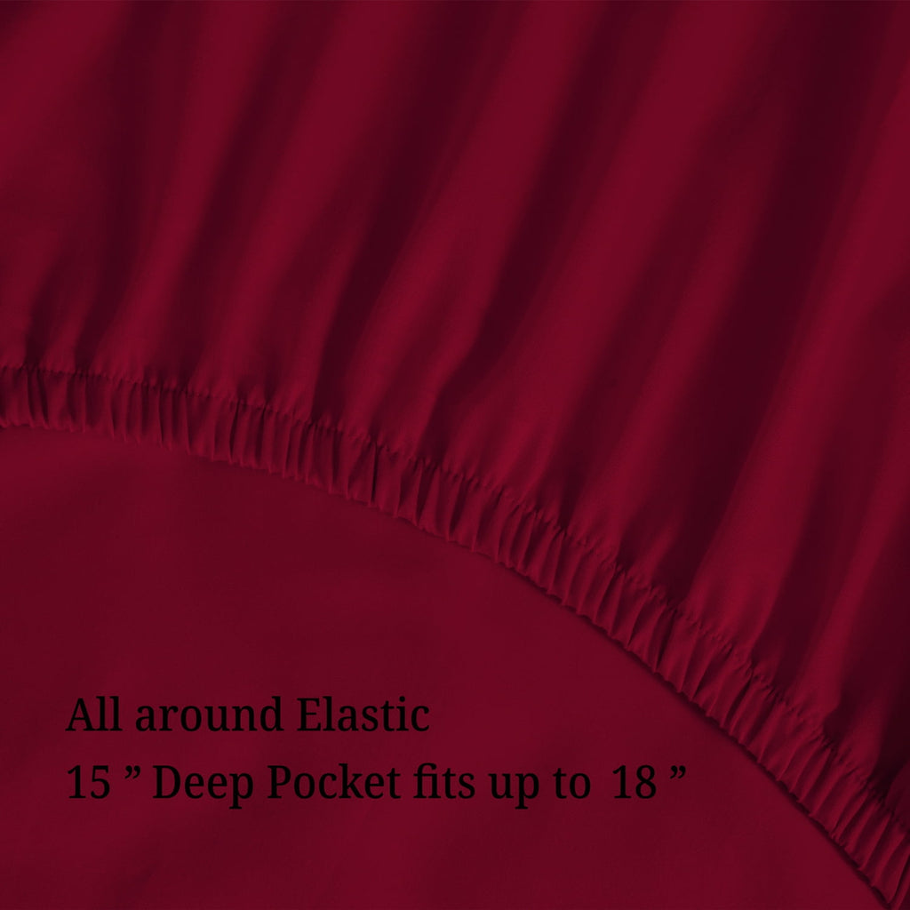 Superior 4-Piece 300 Thread Count Burgundy Egyptian Cotton Sheet Set, California King