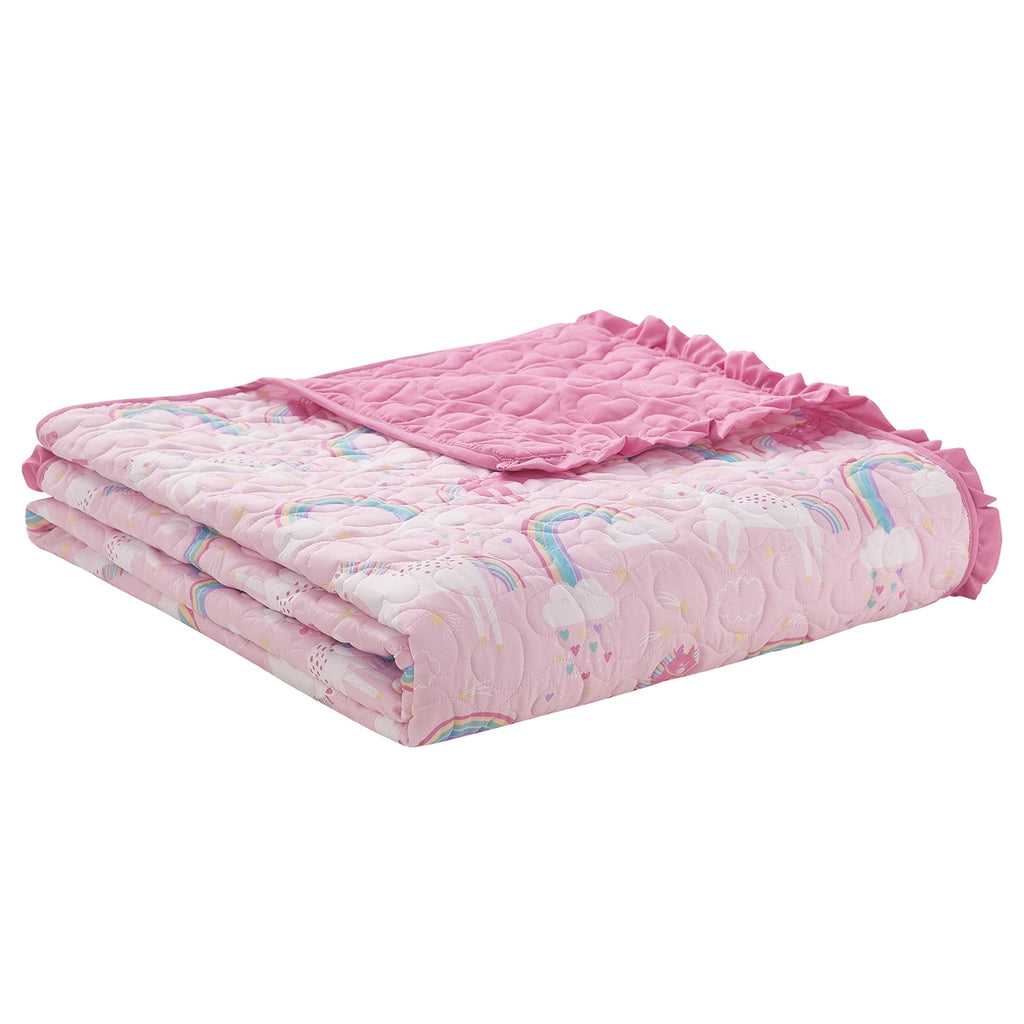 ALEX + BELLA Quilt Set Pink Unicorn Microfiber,Twin, 2 Piece