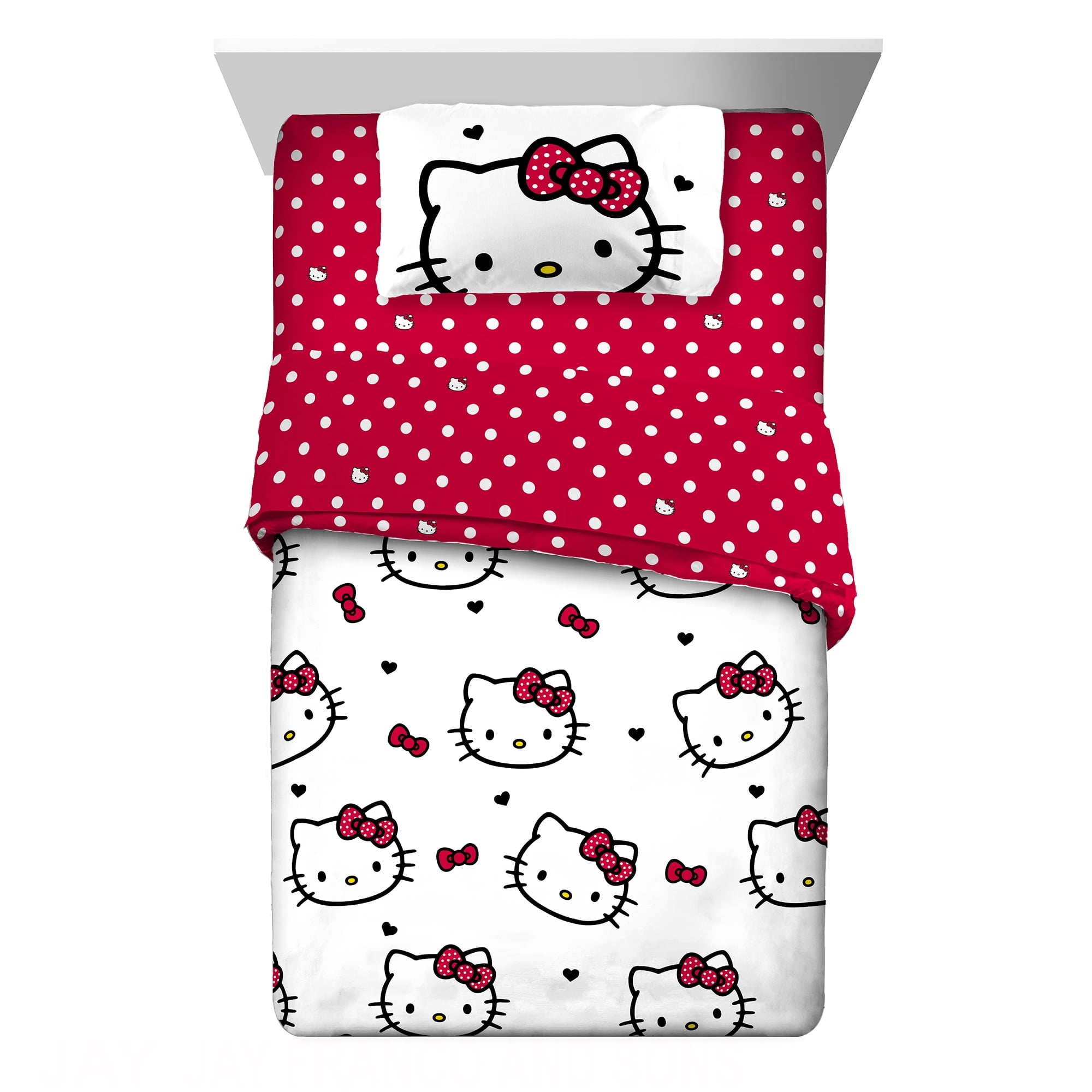 Hello Kitty Kids Queen Bed in a Bag, Comforter Sheet Set and Bonus Tote, Pink Sanrio
