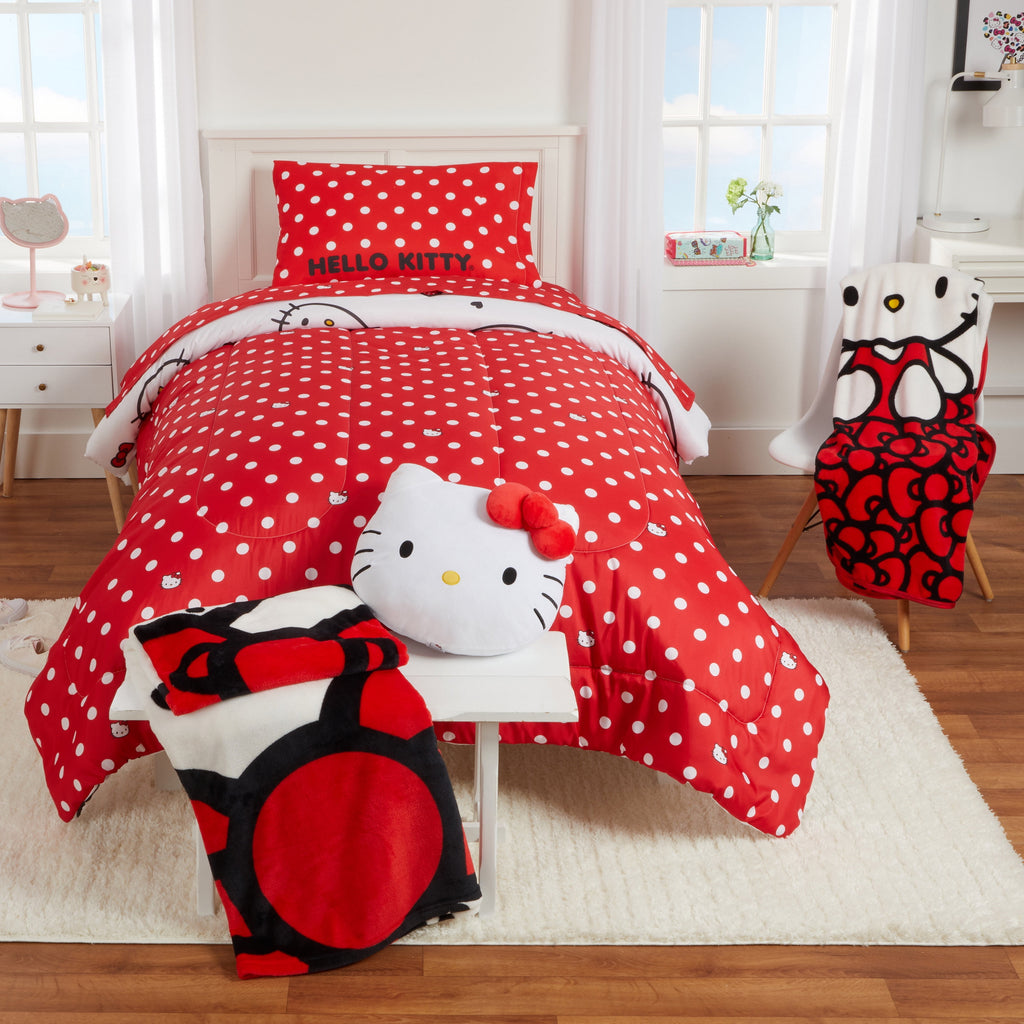 Hello Kitty Kids Queen Bed in a Bag, Comforter Sheet Set and Bonus Tote, Pink Sanrio