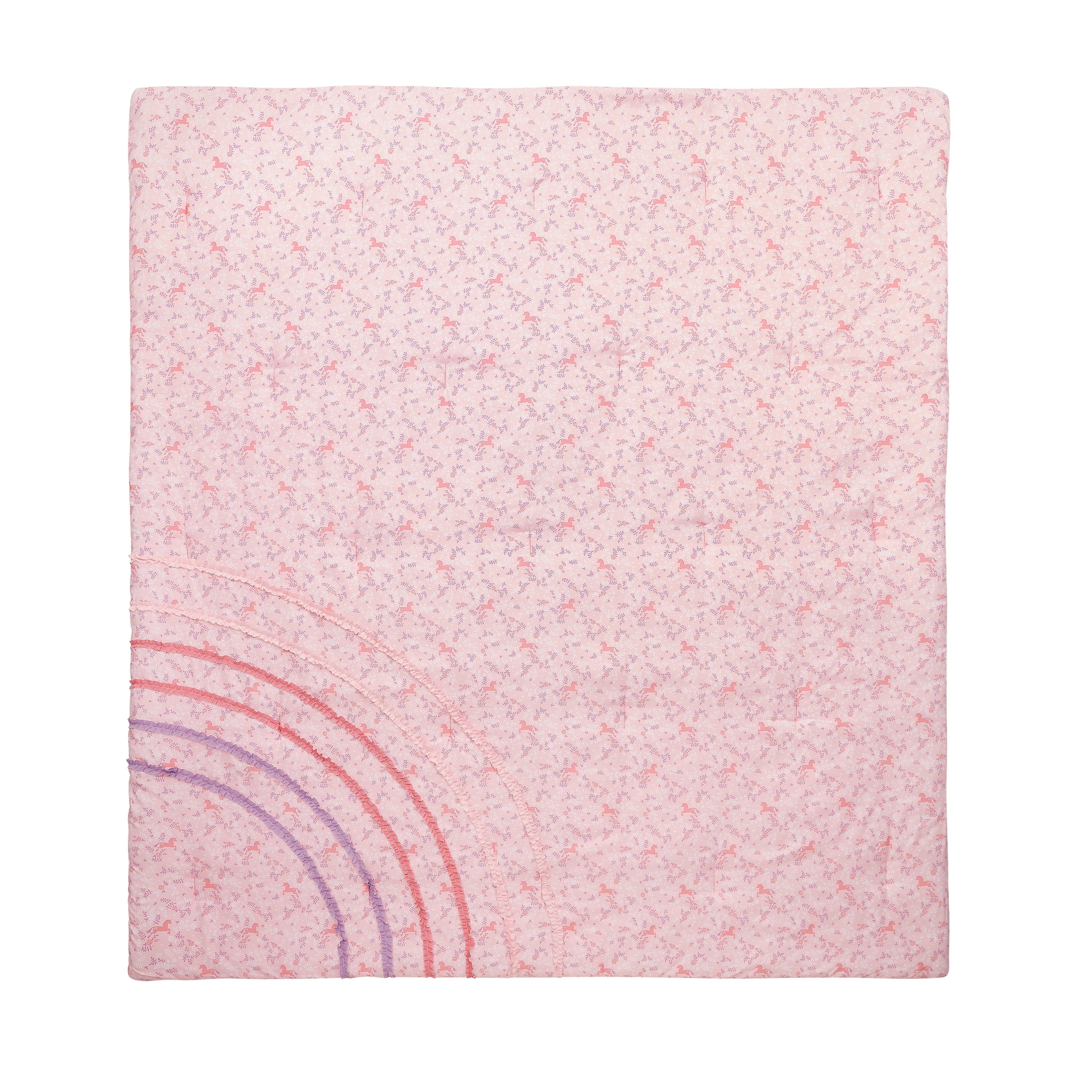 ALEX + BELLA Comforter Set PinkRainbow Ruffle Microfiber,Twin, 4 Piece