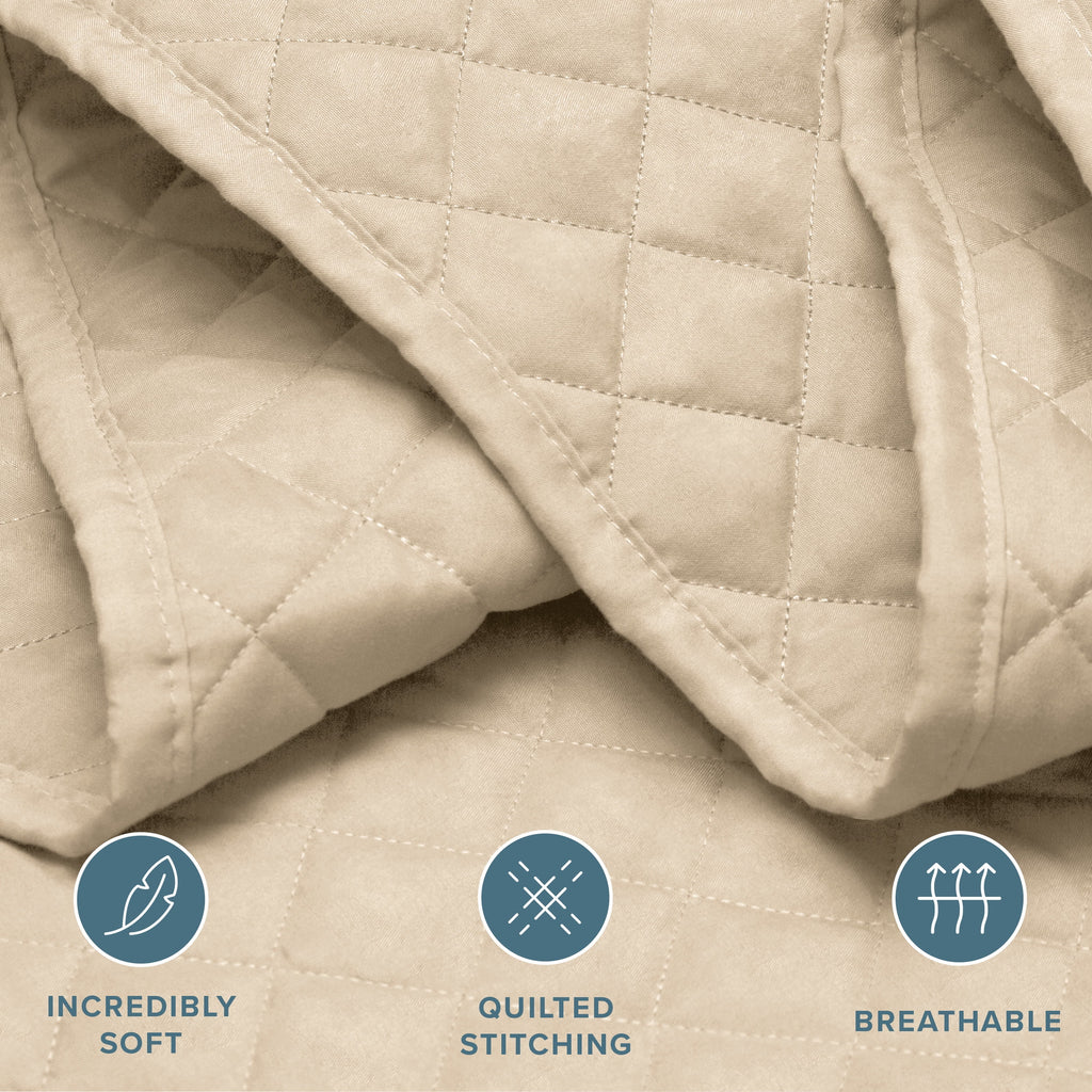 Bare Home Sand Diamond Stitched Quilt, Full/Queen - Hypoallergenic