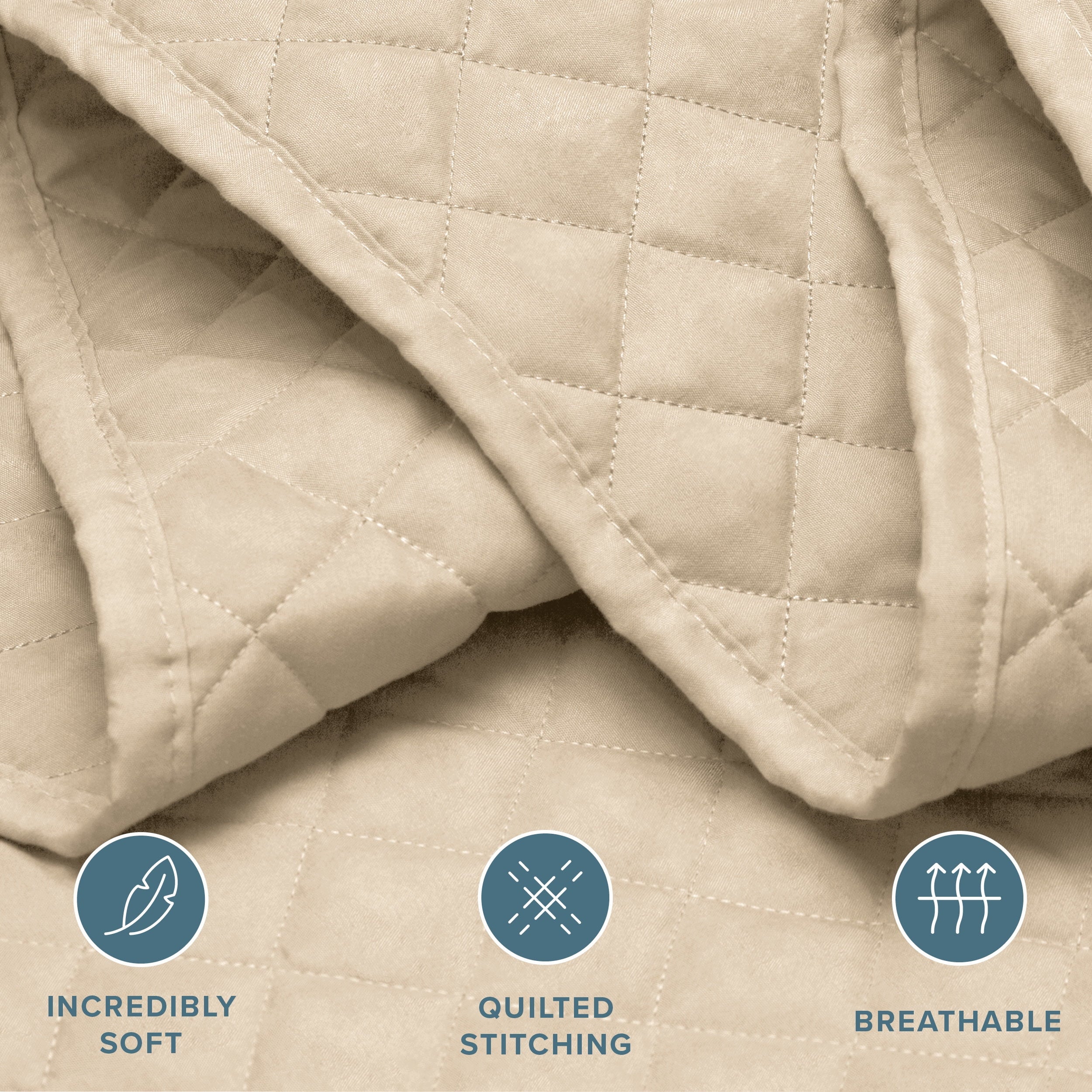 Bare Home Sand Diamond Stitched Quilt, Full/Queen - Hypoallergenic